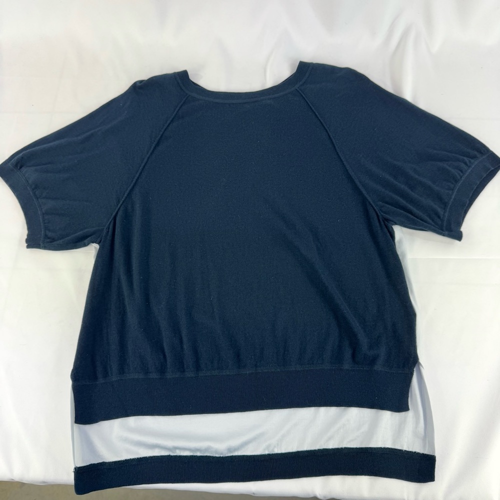 Anthropologie Moth Light Short Sleeve sweater with contrasting silky back medium